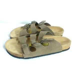 Real Natura Brown Triple-Strap Slip-On Leather 40